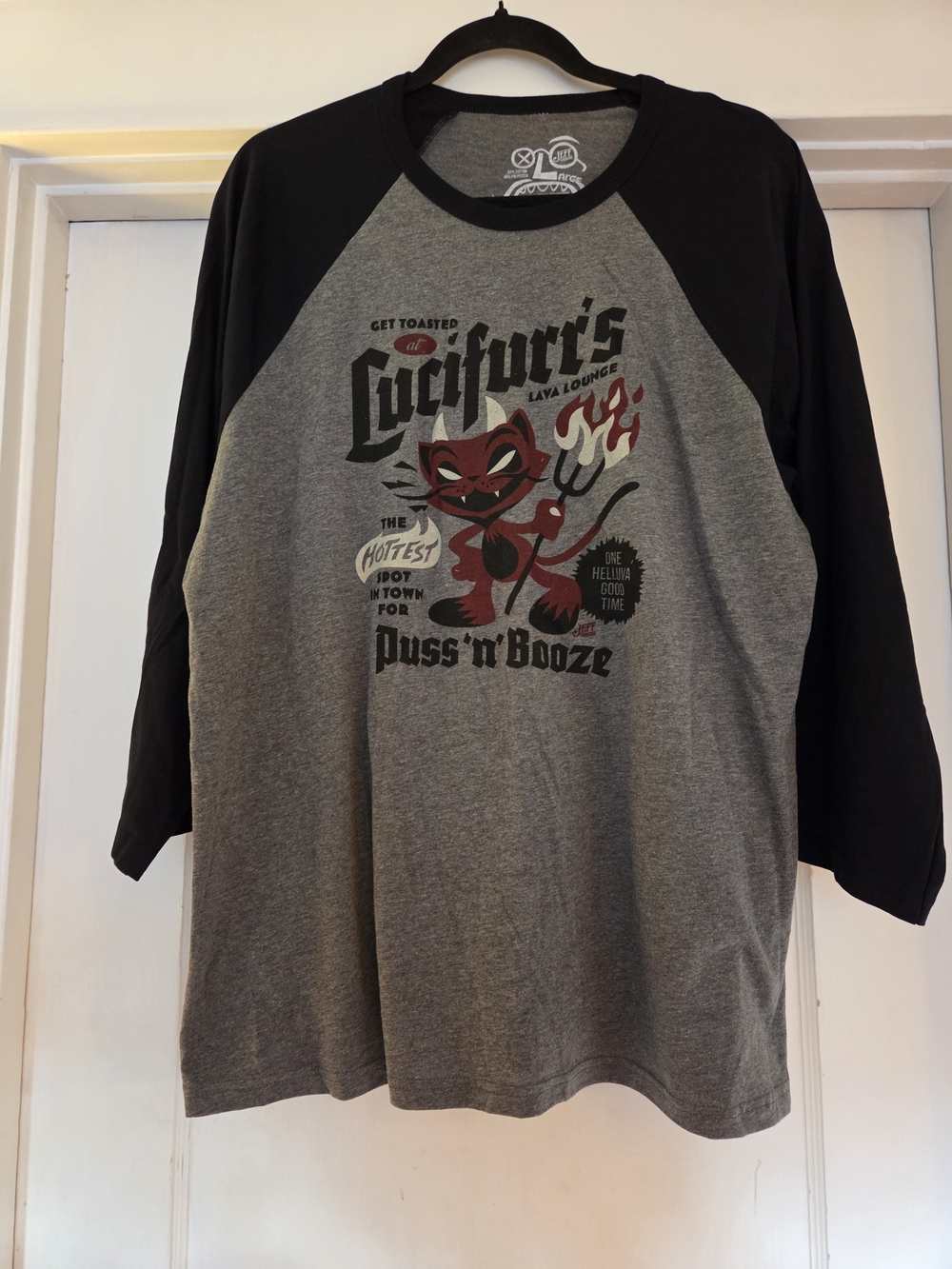 Jeff Granito Lucifer's Lava Lounge Raglan Baseball Shirt - Grey & Black